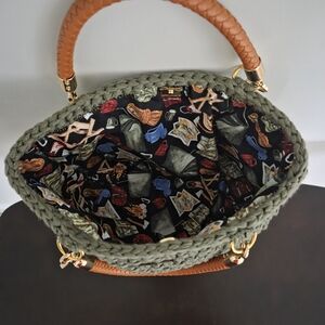 Stylish Green and Brown Women's Handbag